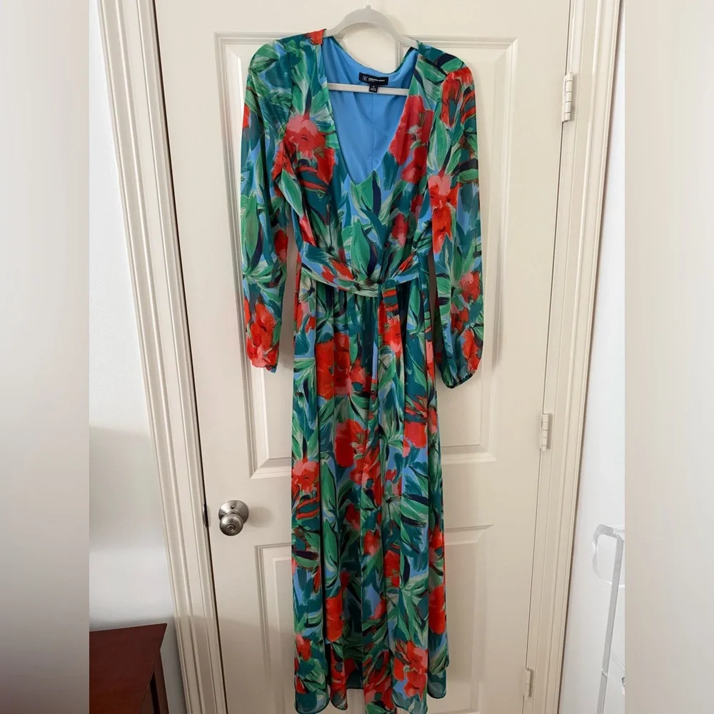 INC International Concepts Tropical Long Sleeve Dress - Picture 1 of 4